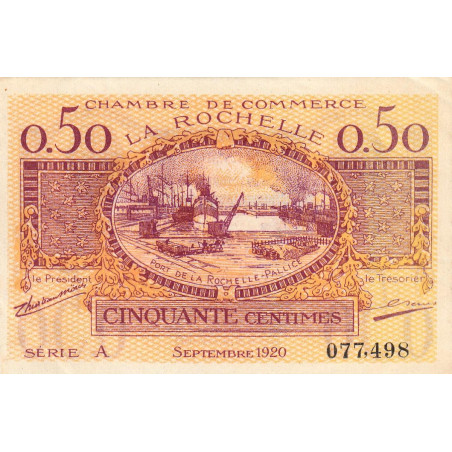 La Rochelle - Pirot 66-7 - 50 centimes - Série A - 09/1920 - Etat : SPL