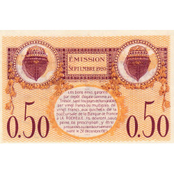 La Rochelle - Pirot 66-7 - 50 centimes - Série B - 09/1920 - Etat : SUP