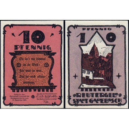 Allemagne - Notgeld - Gadebusch - 10 pfennig - 1922 - Etat : NEUF