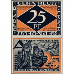 Allemagne - Notgeld - Gera - 25 pfennig - Série A - 01/05/1921 - Etat : NEUF