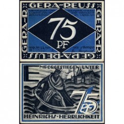 Allemagne - Notgeld - Gera - 75 pfennig - Série A - Type 2 - 01/05/1921 - Etat : NEUF