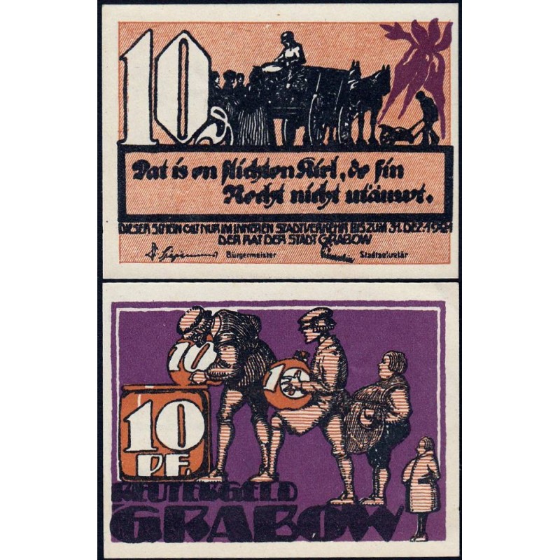 Allemagne - Notgeld - Grabow - 10 pfennig - 1922 - Etat : NEUF