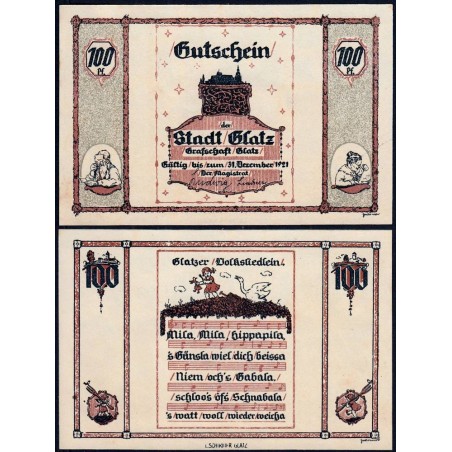Pologne - Notgeld - Glatz (Klodzko) - 100 pfennig - 1921 - Etat : SPL+