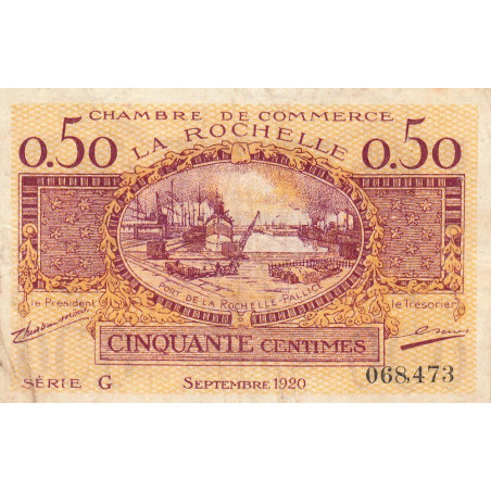 La Rochelle - Pirot 66-7 - 50 centimes - Série G - 09/1920 - Etat : TB+