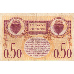 La Rochelle - Pirot 66-7 - 50 centimes - Série G - 09/1920 - Etat : TB+