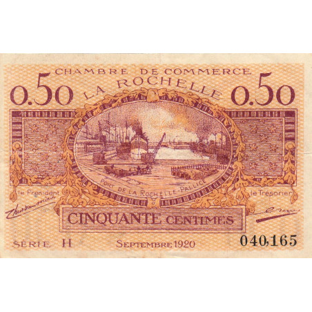 La Rochelle - Pirot 66-7 - 50 centimes - Série H - 09/1920 - Etat : TB+