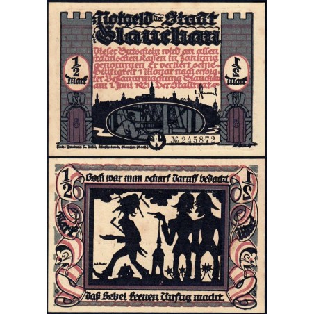 Allemagne - Notgeld - Glauchau - 1/2 mark - Type 2 - 01/06/1921 - Etat : SPL