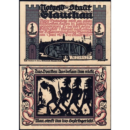 Allemagne - Notgeld - Glauchau - 1/2 mark - Type 5 - 01/06/1921 - Etat : SPL
