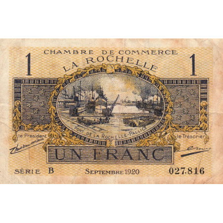 La Rochelle - Pirot 66-9 - 1 franc - Série B - 09/1920 - Etat : TB-