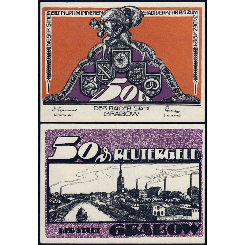 Allemagne - Notgeld - Grabow - 50 pfennig - 1921 - Etat : NEUF