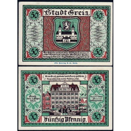 Allemagne - Notgeld - Greiz - 50 pfennig - 05/09/1921 - Etat : pr.NEUF
