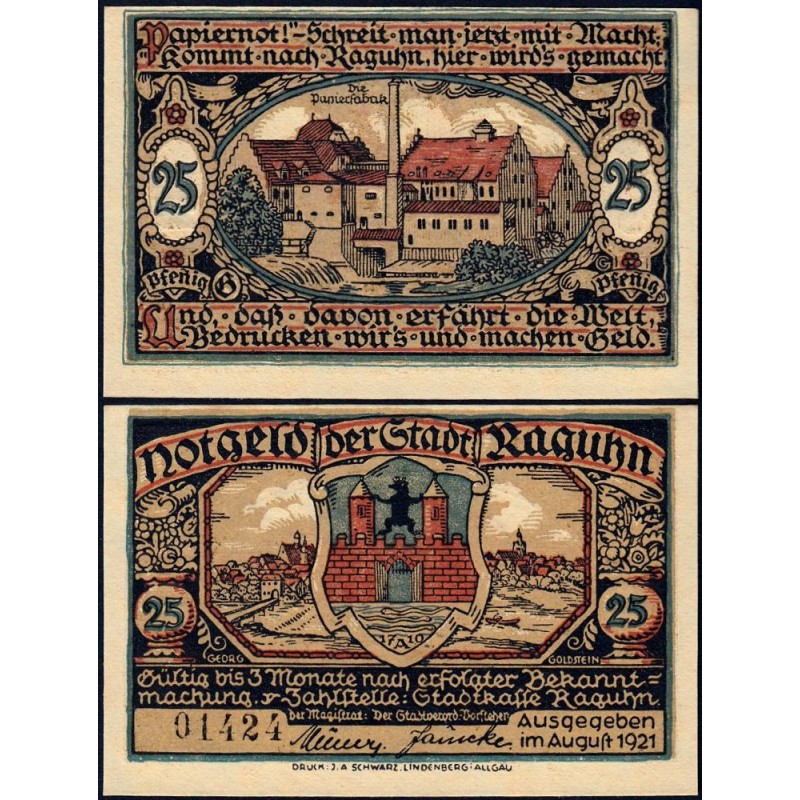 Allemagne - Notgeld - Raguhn - 25 pfennig - Lettre G - 08/1921 - Etat : NEUF