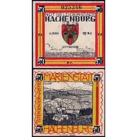 Allemagne - Notgeld - Hachenburg - 50 pfennig - 01/06/1921 - Type c - Etat : pr.NEUF