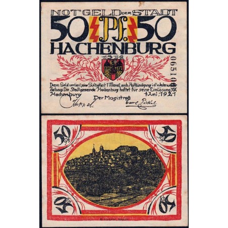 Allemagne - Notgeld - Hachenburg - 50 pfennig - 01/06/1921 - Type c - Etat : SUP