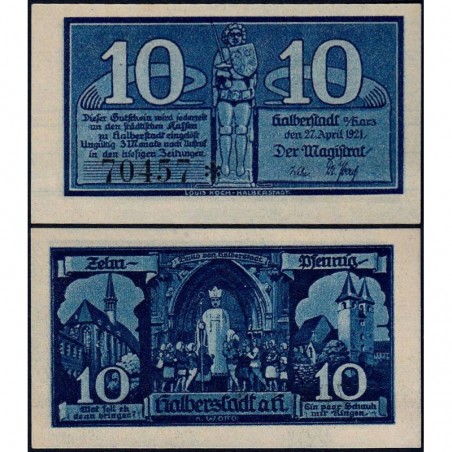 Allemagne - Notgeld - Halberstadt - 10 pfennig - Type 2 - 27/04/1921 - Etat : NEUF