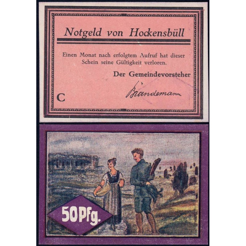 Allemagne - Notgeld - Hockensbüll - 50 pfennig - Série C - 1921 - Etat : pr.NEUF