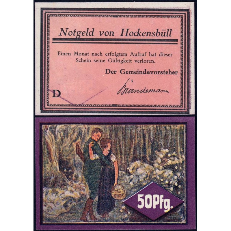Allemagne - Notgeld - Hockensbüll - 50 pfennig - Série D - 1921 - Etat : NEUF
