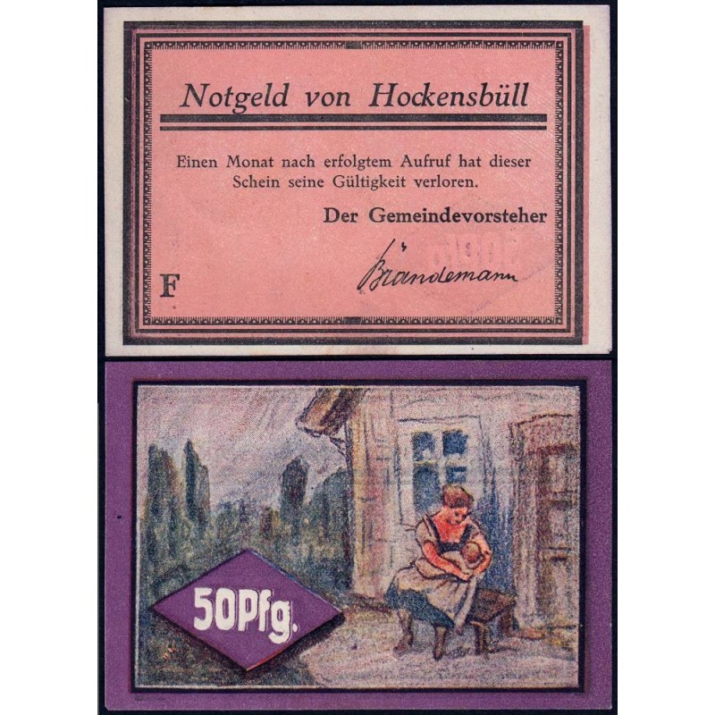 Allemagne - Notgeld - Hockensbüll - 50 pfennig - Série F - 1921 - Etat : pr.NEUF