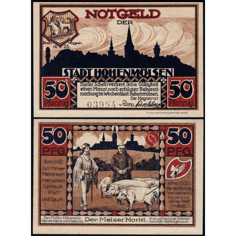 Allemagne - Notgeld - Hohenmölsen - 50 pfennig - 1921 - Etat : NEUF