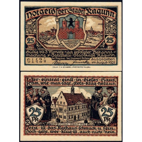 Allemagne - Notgeld - Raguhn - 25 pfennig - Lettre R - 08/1921 - Etat : NEUF