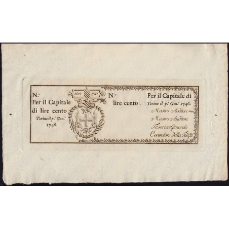 Royaume de Sardaigne - Pick S 101r - 100 livres - Janvier 1746 - Etat : pr.NEUF