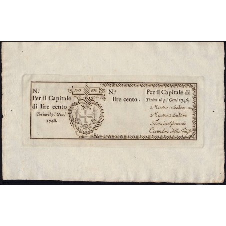 Royaume de Sardaigne - Pick S 101r - 100 livres - Janvier 1746 - Etat : pr.NEUF