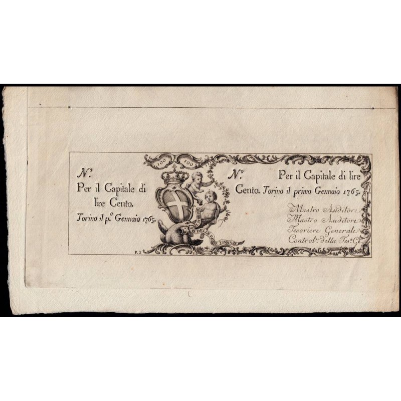 Royaume de Sardaigne - Pick S 113r - 100 livres - Janvier 1765 - Etat : SPL