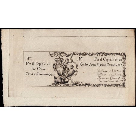 Royaume de Sardaigne - Pick S 113r - 100 livres - Janvier 1765 - Etat : SPL