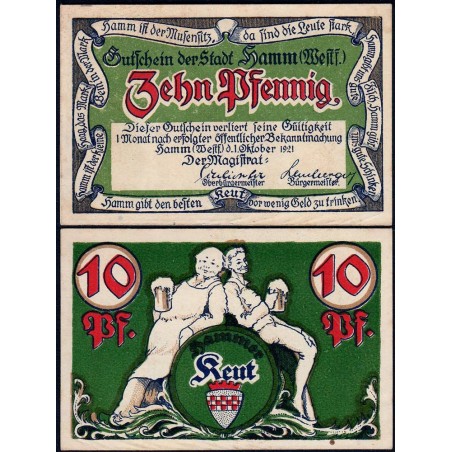 Allemagne - Notgeld - Hamm - 10 pfennig - 01/10/1921 - Etat : SUP