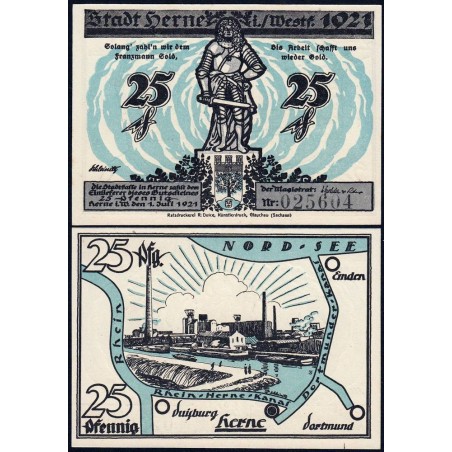 Allemagne - Notgeld - Herne - 25 pfennig - 01/07/1921 - Etat : NEUF