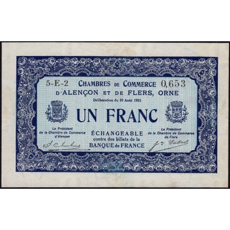 Alençon & Flers (Orne) - Pirot 6-48 - 1 franc - Série 5E2 - 10/08/1915 - Etat : SUP+