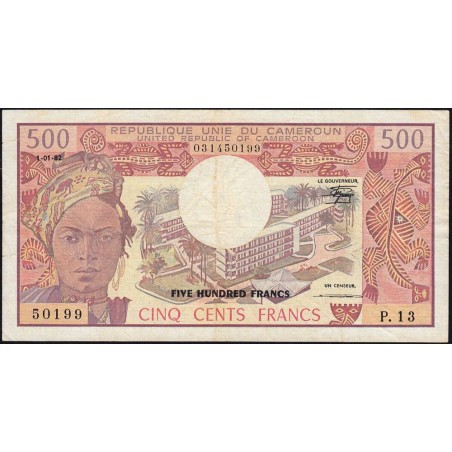 Cameroun - Pick 15e - 500 francs - Série P.13 - 01/01/1982 - Etat : TB+