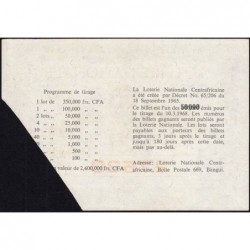 Centrafrique - Loterie - 100 francs - 3e tranche - 1968 - Etat : SUP+