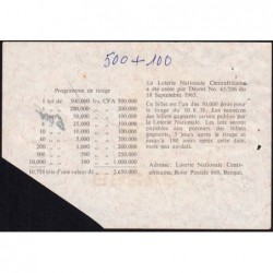 Centrafrique - Loterie - 100 francs - 6e tranche - 1971 - Etat : TTB+