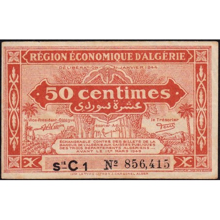 Algérie - Pick 97a - 50 centimes - Série C1 - 31/01/1944 - Etat : TTB+