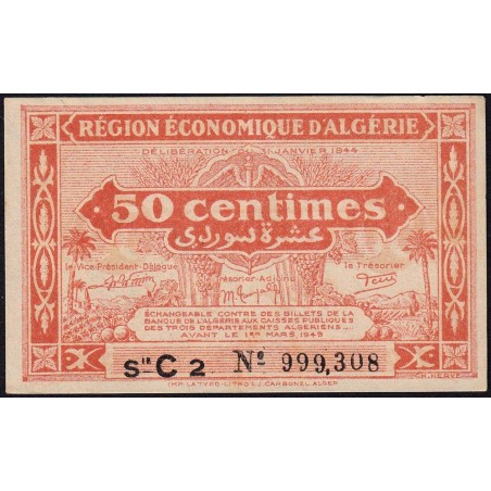 Algérie - Pick 97a - 50 centimes - Série C2 - 31/01/1944 - Etat : SPL