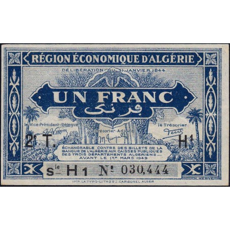 Algérie - Pick 101 - 1 franc - Série H1 - 31/01/1944 - Etat : pr.NEUF