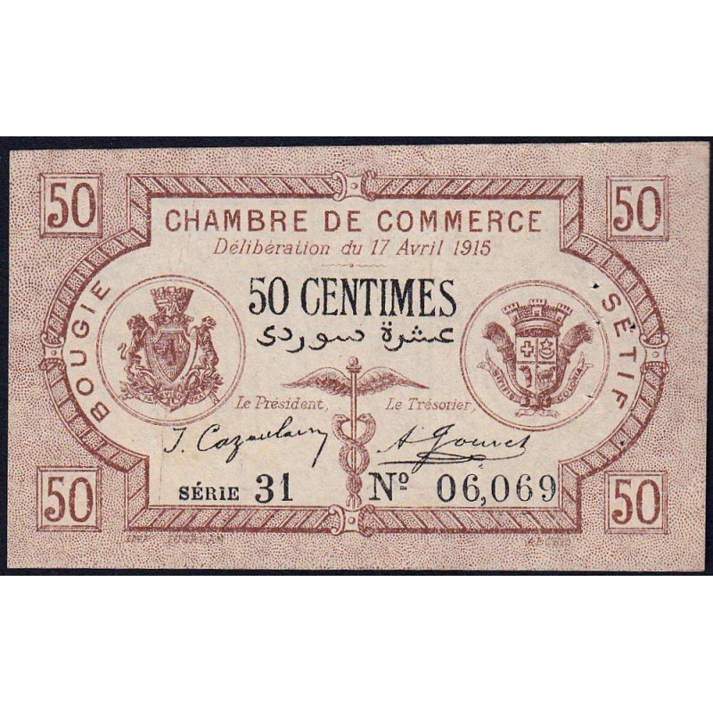 Algérie - Bougie-Sétif 139-1 - 50 centimes - Série 31 - 17/04/1915 - Etat : SUP