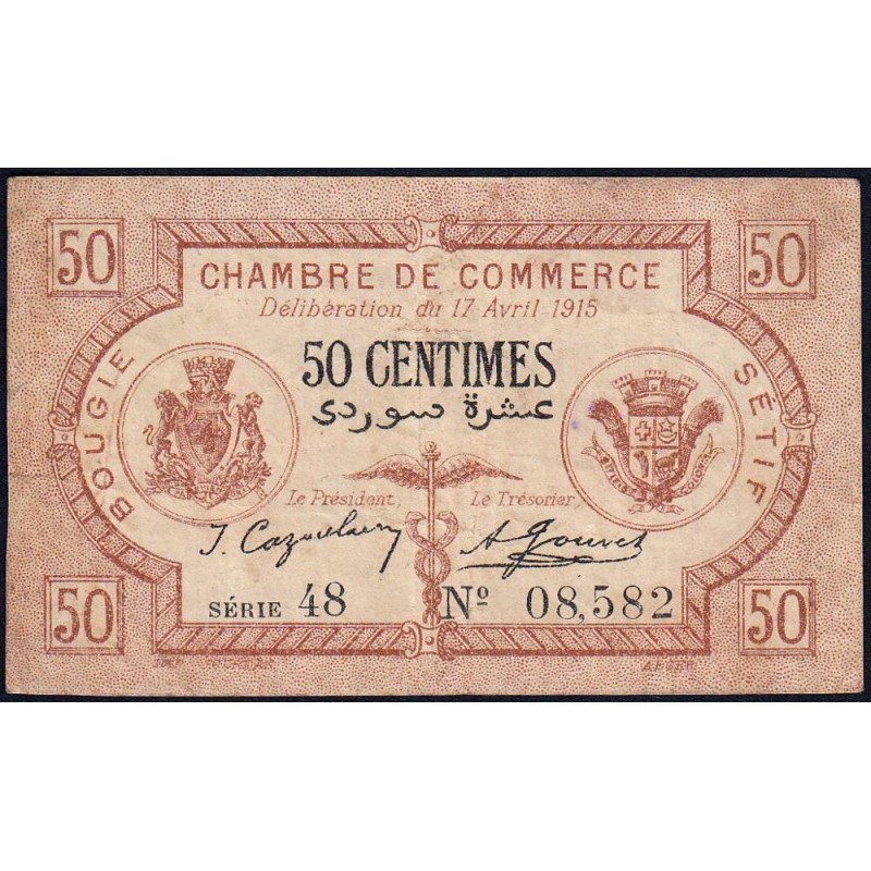 Algérie - Bougie-Sétif 139-1 - 50 centimes - Série 48 - 17/04/1915 - Etat : TB+