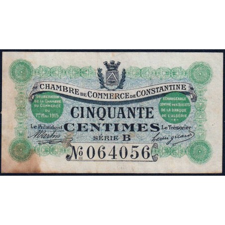 Algérie - Constantine 140-3 - 50 centimes - Série B - 01/05/1915 - Etat : TB-