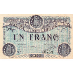 Laval (Mayenne) - Pirot 67-5 - 1 franc - Série E - 1920 - Etat : SUP+