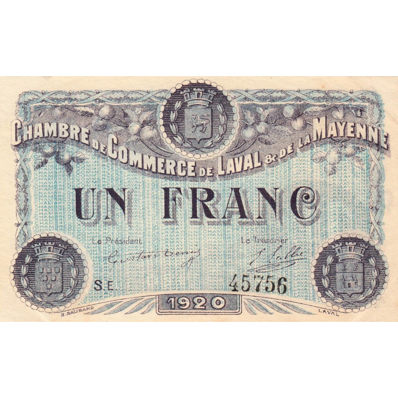 Laval (Mayenne) - Pirot 67-5 - 1 franc - Série E - 1920 - Etat : SUP+