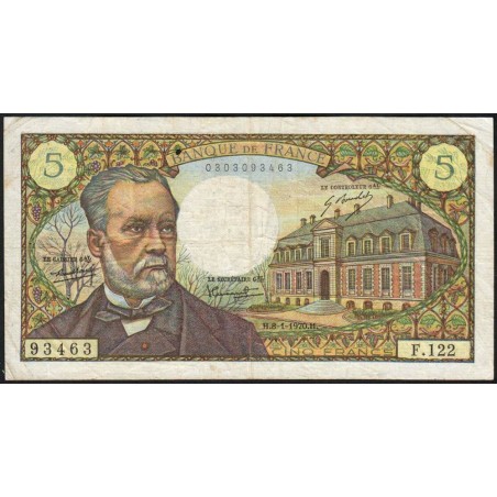 F 61-12 - 08/01/1970 - 5 francs - Pasteur - Série F.122 - Etat : TB+