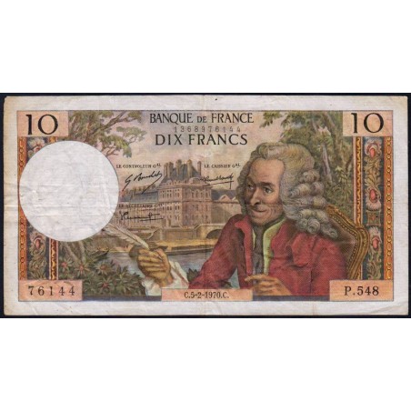 F 62-42 - 05/02/1970 - 10 francs - Voltaire - Série P.548 - Etat : TB