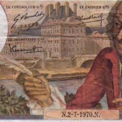 F 62-45 - 02/07/1970 - 10 francs - Voltaire - Série T.606 - Etat : TB