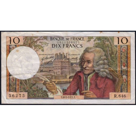 F 62-48 - 08/01/1971 - 10 francs - Voltaire - Série R.646 - Etat : TB