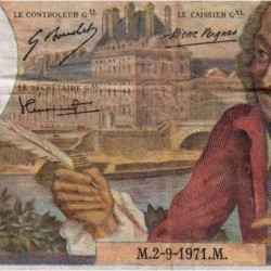 F 62-51 - 02/09/1971 - 10 francs - Voltaire - Série W.701 - Remplacement - Etat : TB