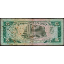 Libéria - Pick 19 - 5 dollars - Série AD - 12/04/1989 - Etat : TB