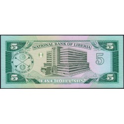 Libéria - Pick 19 - 5 dollars - Série AD - 12/04/1989 - Etat : NEUF