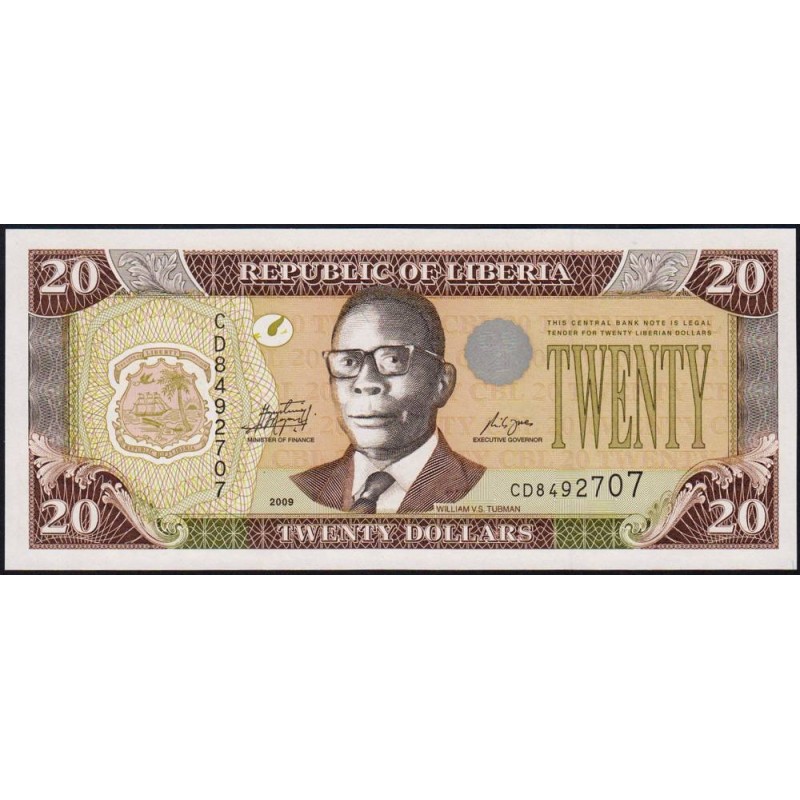 Libéria - Pick 28e - 20 dollars - Série CD - 2009 - Etat : NEUF